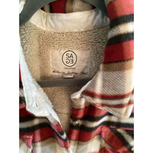 SAGE Collection Plush Flannel Sherpa Plaid Shacket Shirt Sz XL - Picture 4 of 9